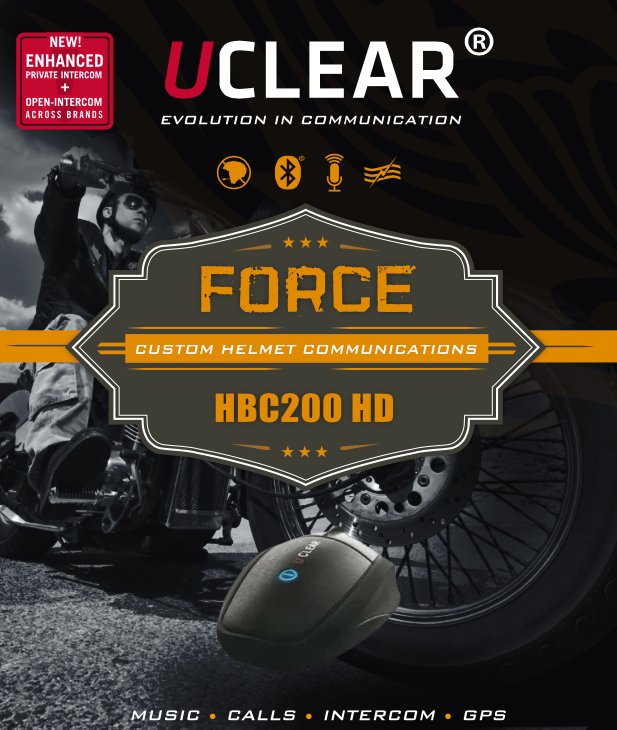 UClear HBC 200HD Force Bluetooth Motorcycle Intercom - overview